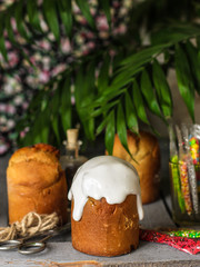 Easter cake (traditional decoration and attributes). Happy easter!