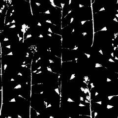 Paint Capsella bursa pastoris for design use. Abstract imprint seamless background. Vector art illustration grunge leaf and flower