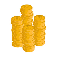 Euro coins stacks vector