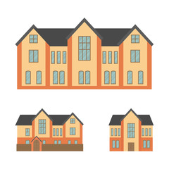 Vector two-story buildings