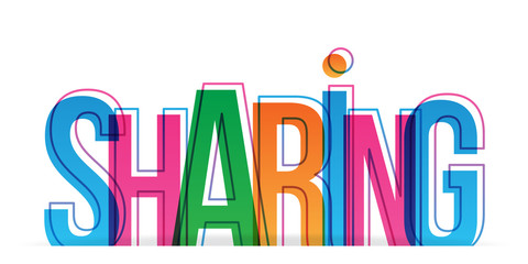 Sharing colorful text. Vector illustration.