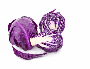 Purple cabbage isolated on white background