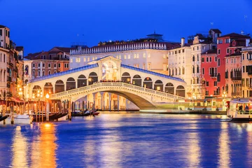 Foto auf gebürstetem Alu-Dibond Rialtobrücke Venedig, Italien. Rialto-Brücke.