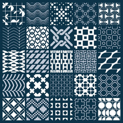 Graphic ornamental tiles collection, set of monochrome vector repeated patterns. Vintage art abstract textures can be used as wallpapers.