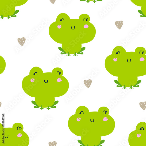 "Vector seamless background pattern with cute frogs" Stock image and