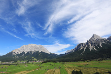 Zugspitze and Sonnenspitze mountain