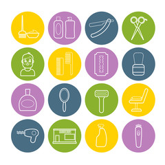 Set of vector line barber tools icons. Modern flat icons for web, print, mobile apps design