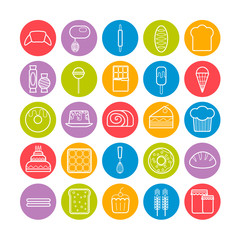 Set of bakery and pastry line icons. Modern vector icons for web design