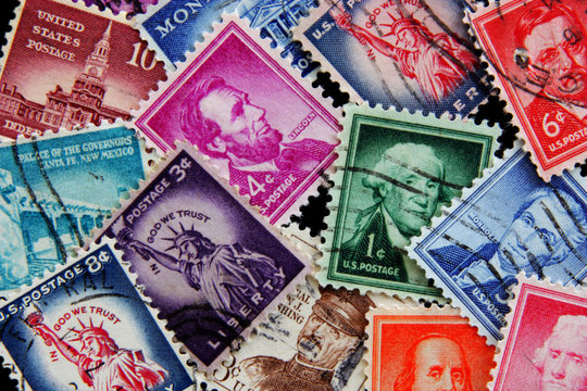 Old post stamps  of USA. Postage stamps  Liberty collection  