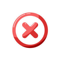 Simple flat modern symbol of a rounded cross mark framed by a circle
