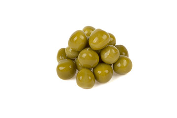 peas canned on a white background