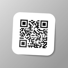 Typical realistic QR barcode sticker with shadow