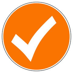 sro1 SignRoundOrange sro - CheckmarkSign Symbol - web button / tick: checkmark icon isolated on white background - orange xxl g5962