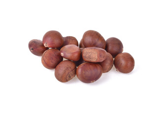Fresh chestnuts isolated on white