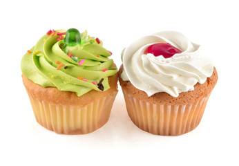 mini tasty cupcake isolated on white background