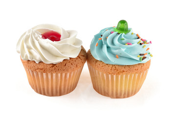 mini tasty cupcake isolated on white background