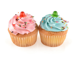 mini tasty cupcake isolated on white background