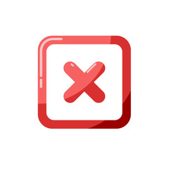 Obraz premium Simple flat modern symbol of a rounded cross mark framed by a rounded square