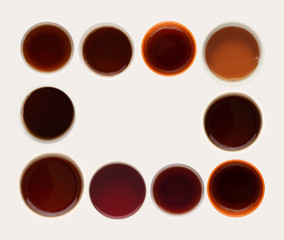 Collection of coffee cups tops isolated on white