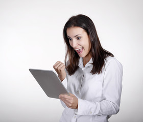 Geschäftsfrau mit digital tablet