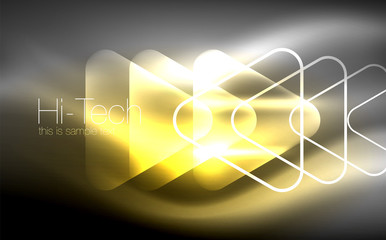 Glowing vector triangle geometric shapes in dark space