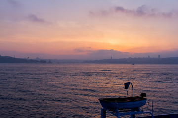 Beautiful calm sunset on the Bosphorus, Istanbul, Turkey