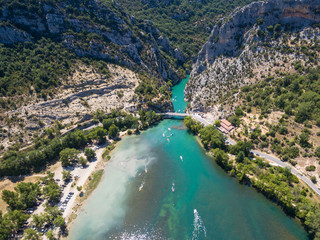 Aerial view of  Gorge du Verdon  canyon river in south of France