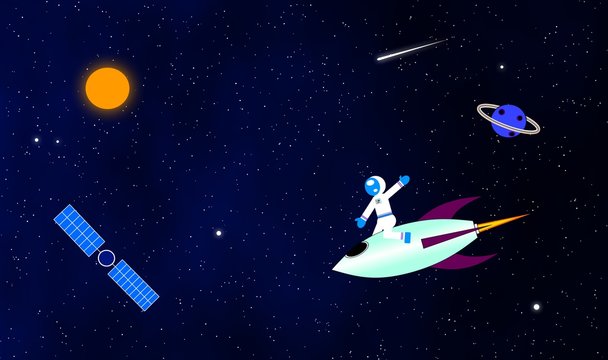 Astronaut in space illustration background