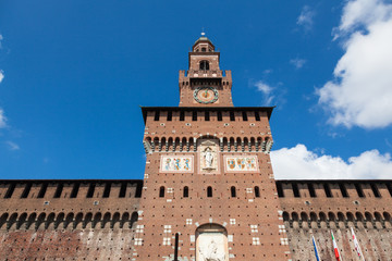 Fototapeta na wymiar Sforza castello castle in Milan city in Italy