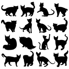 Cat black simple icon set
