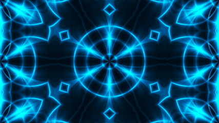 Abstract background with VJ Fractal blue kaleidoscopic. 3d rendering digital backdrop.