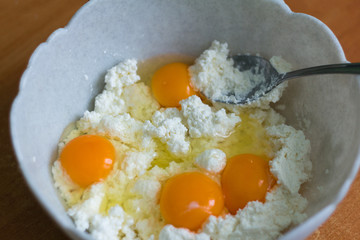 cottage cheese with farm eggs,baking a cake,Easter