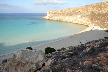 Lampedusa, Italy, sunrise in the Rabbit Beach, Pelagie islands