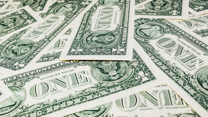 One dollar banknote closeup
