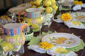 Detail of table decorated for special event