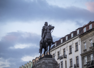 Grunwald Monument. On top of he horse is King Władyslaw Jagiello