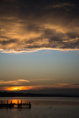 Fototapeta premium Sonnenuntergang am Steinhuder Meer, Deutschland