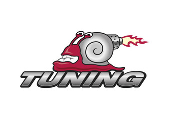 Funny tuning logo turbo snail, symbol, vector, car sport