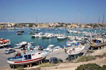 Fototapeta na wymiar Lampedusa, Italy, view of Lampedusa harbor