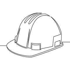 Single continuous line vector Safety hard hat