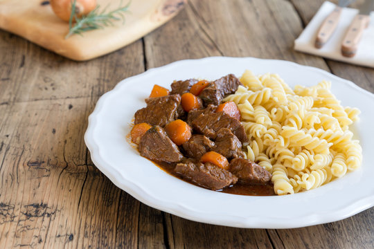 Beef goulash and pasta