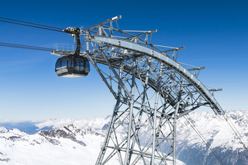 Gaislachkogel Cable Car In Winter Mountains, Austria
