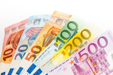 Background of euro bills. Shallow focus.