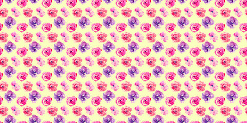 Rose seamless pattern with natural watercolor illustrations of watercolor roses on the paper. Amazing for wedding card, textile, wallpapers, greetings card, web, backgrounds, labels.
