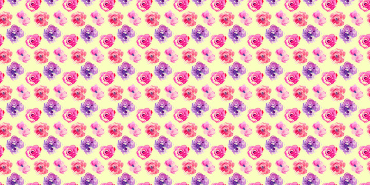 Rose seamless pattern with natural watercolor illustrations of watercolor roses on the paper. Amazing for wedding card, textile, wallpapers, greetings card, web, backgrounds, labels.