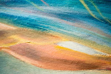 Zelfklevend Fotobehang Abstracte meisje schilderij. Schilderen met olieverf op doek voor de achtergrond van een grote streek. © VIKTOR