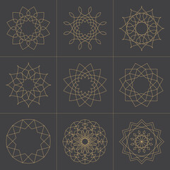 Collection of design elements geometric shapes with line art style
