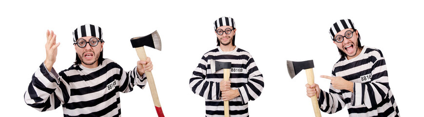 Prison inmate isolated on the white background