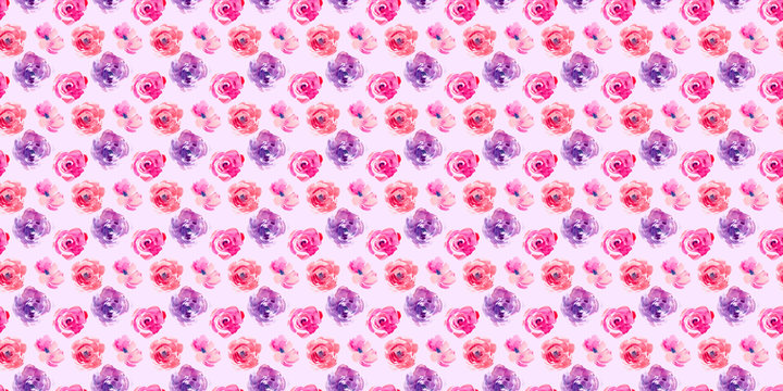 Rose seamless pattern with natural watercolor illustrations of watercolor roses on the paper. Amazing for wedding card, textile, wallpapers, greetings card, web, backgrounds, labels.