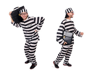 Prison inmate isolated on the white background